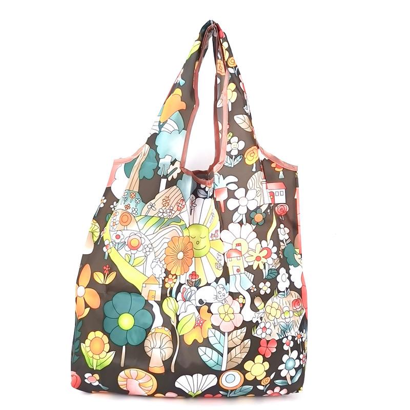 Средняя складная многоразовая сумка для покупок - Легкая, Экологичная, Ткань Оксфорд 210D