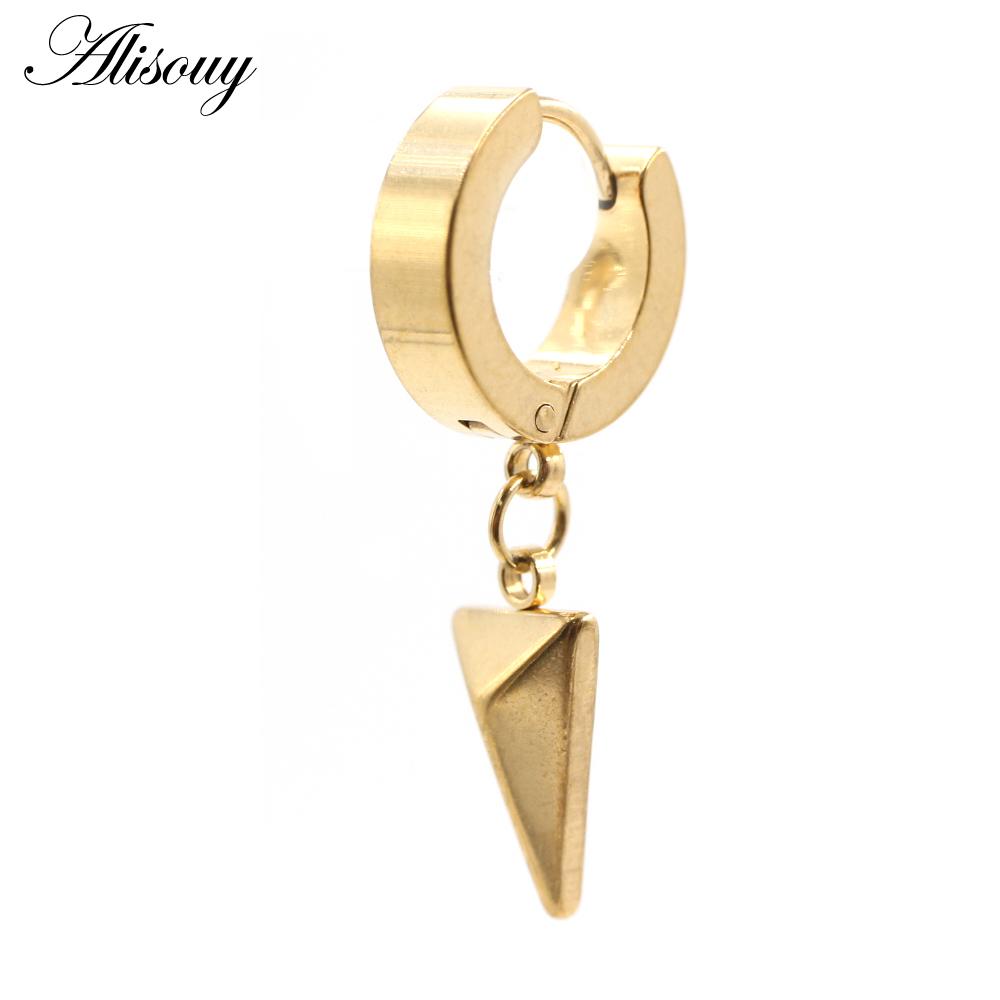 Alisouy 2 шт. серьги-гвоздики Huggie Hoop из нержавеющей стали для женщин и мужчин, треугольные серьги-подвески в стиле панк-хип-хоп, готические серьги