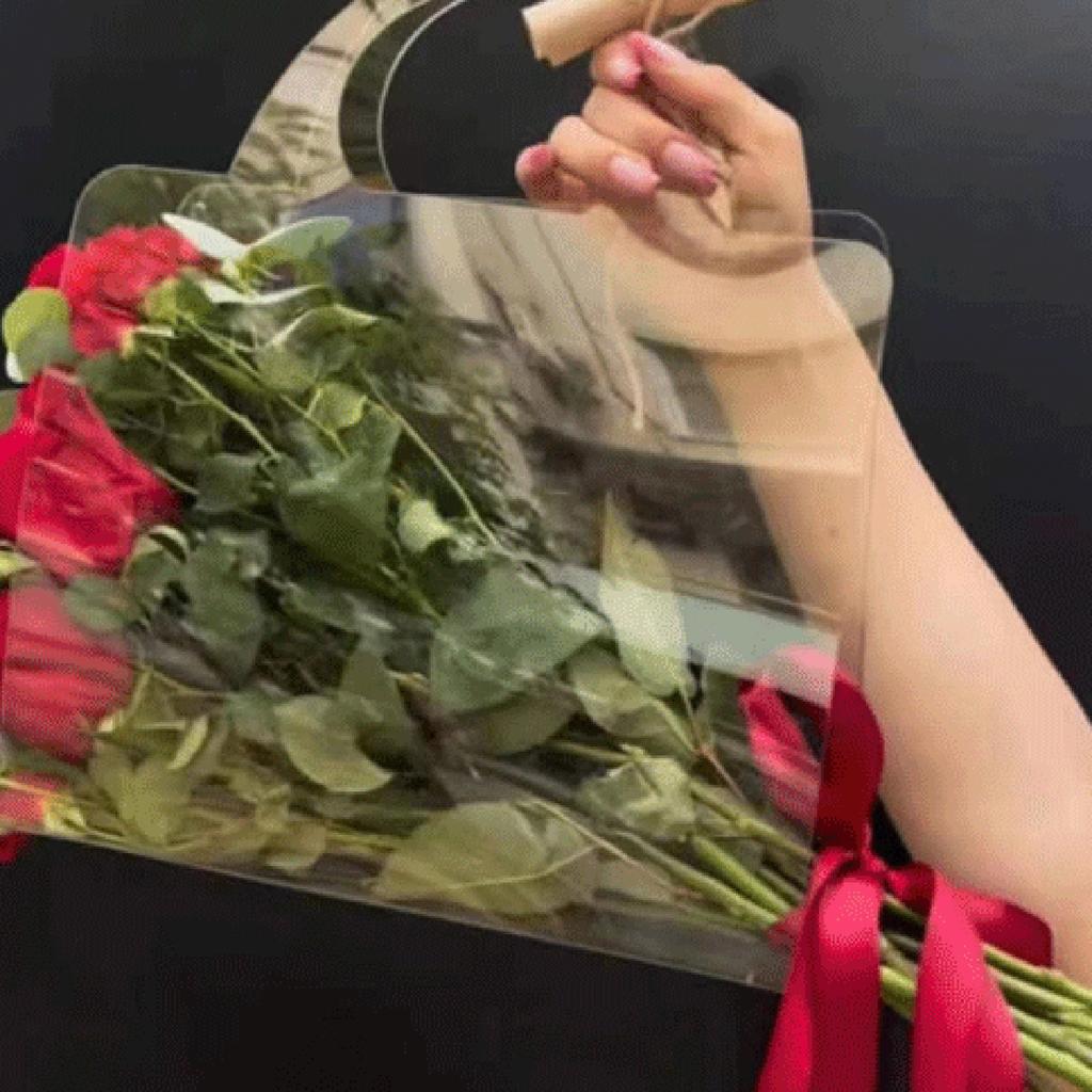 Прозрачная ПЭТ Коробка для свежих цветов Сумка-букет Сумка для упаковки цветов Сумка для подарков на фестивали и вечеринки Упаковочный пакет для роз