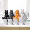 Rust-proof Mini Cat Model Useful Decoration Accessories Vivid Expression Toilet Sittting Posture Party Favor School Project Figures