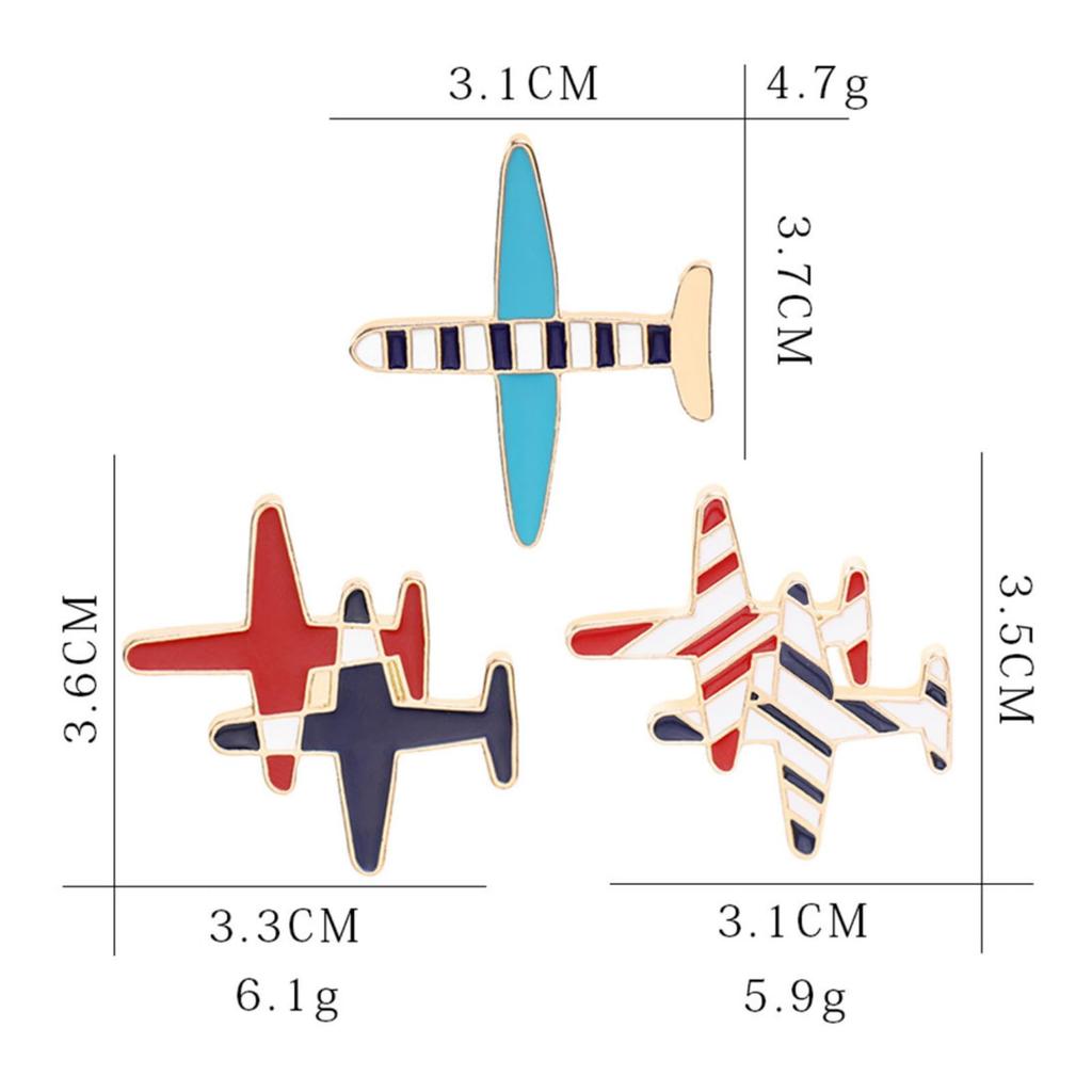 KaminoKa Airplane Pin Illustrated Set of 3 Badge, Style,