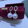 Серьги-пусеты из серебра S925 пробы с жемчугом в форме капли и бриллиантовым кругом для женщин - Роскошный дизайн