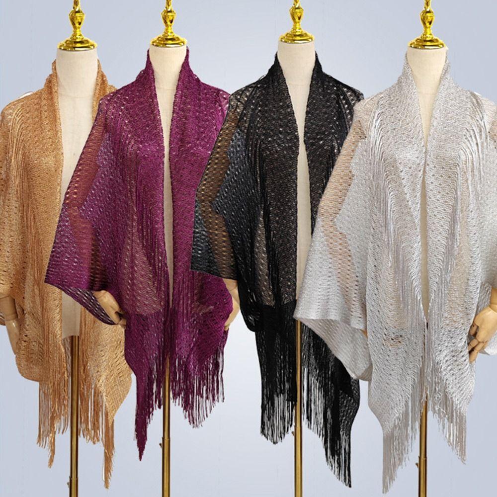 Hollow Summer Scarf Tassel Patchwork Evening Prom Cape Fashion Mantilla Lace Veil Party