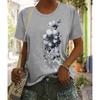 Женская летняя футболка Ретро мода Футболки с коротким рукавом Повседневные топы с цветочным принтом