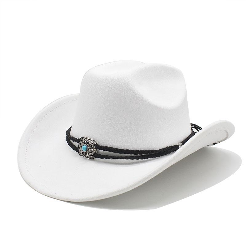 Suede Upturned Edge Western Cowboy Hat Men And Women Outdoor Travel Hat Rolled Brim Ethnic Style Top Hat Felt Hat