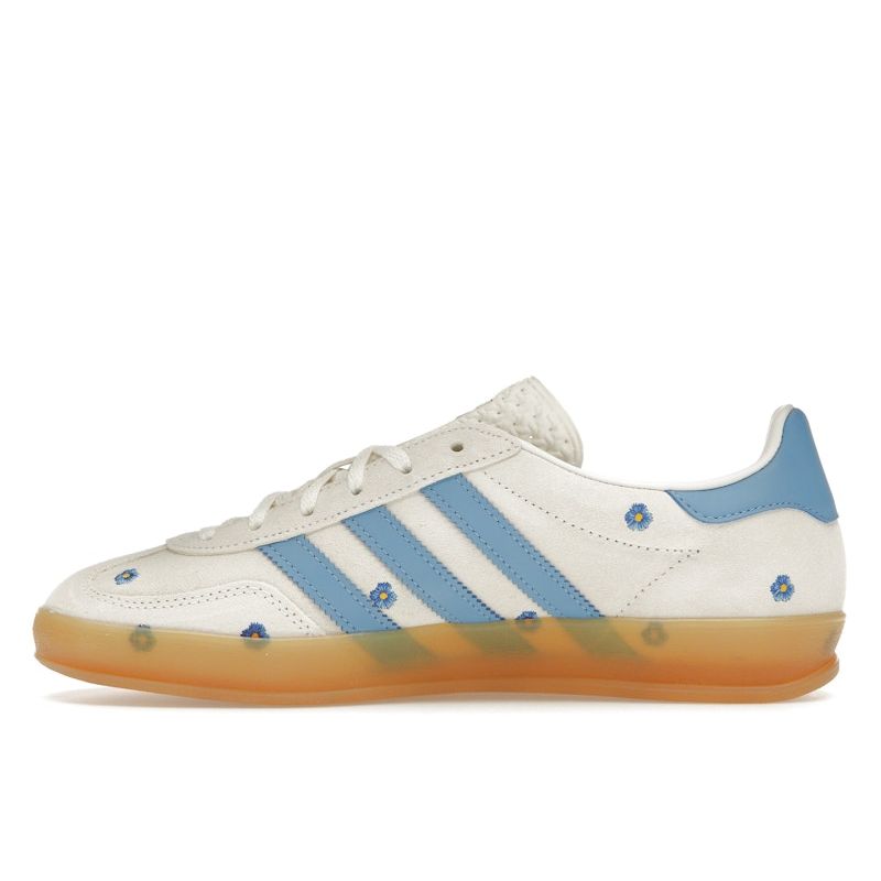 Adidas Gazelle Indoor светло-голубые цветочные вышитые женские кроссовки кремово-бежевые облачно-белые IF4491