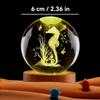 3D Морской конек хрустальный шар с деревянной основой Лазерная гравировка Статуэтка морского конька Ночной светильник для спальни Декоративный светильник подарок