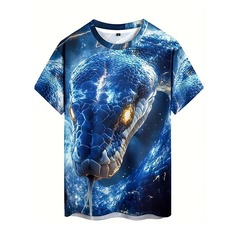 Terror Snake 3D Printed T-shirt Men's Animal Snake Pattern Round Neck Clothing Summer Fashion Street Casual Short Sleeve Tops