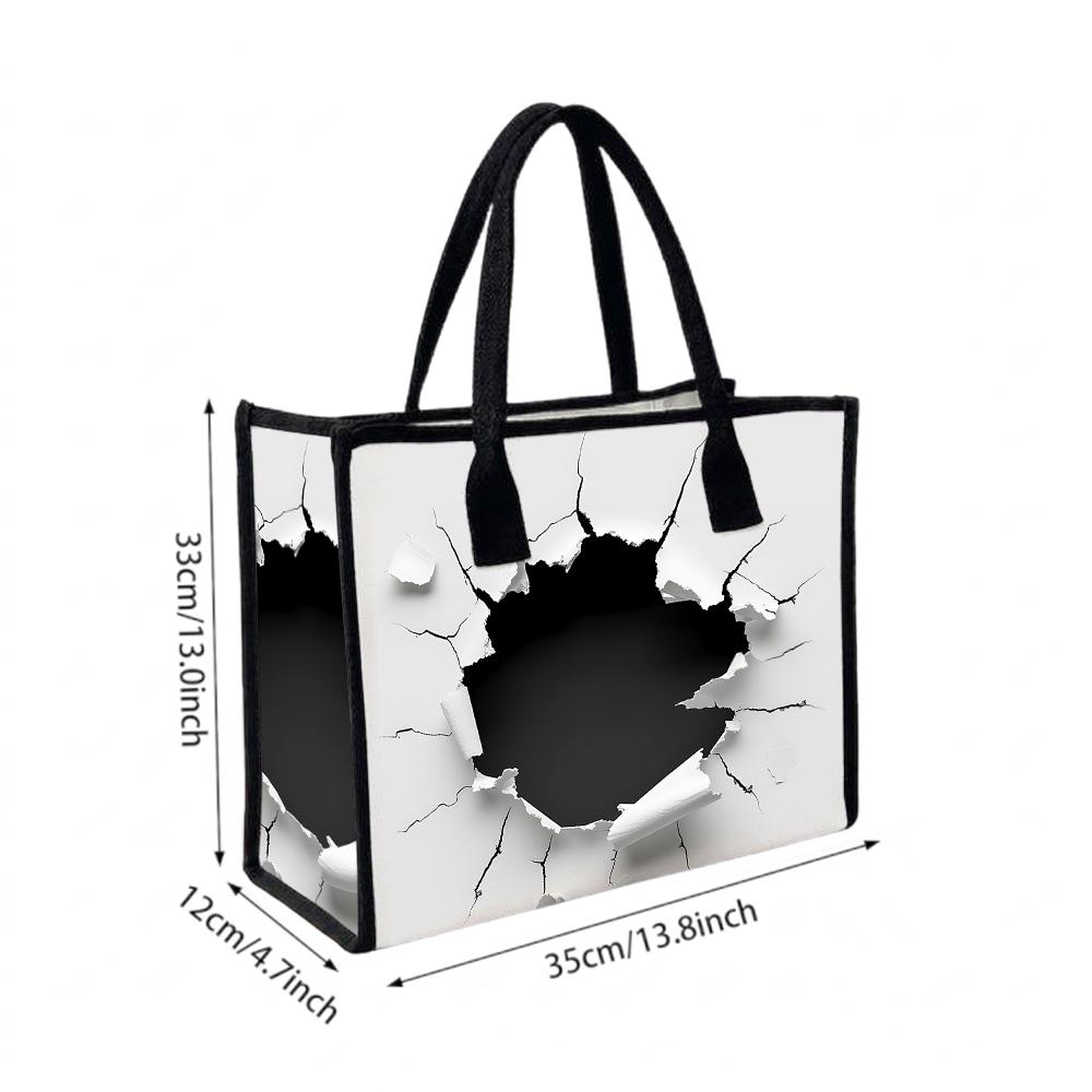 Creative Cracked Print Tote Bag Portable Fashion Shoulder Bag for Daily Use