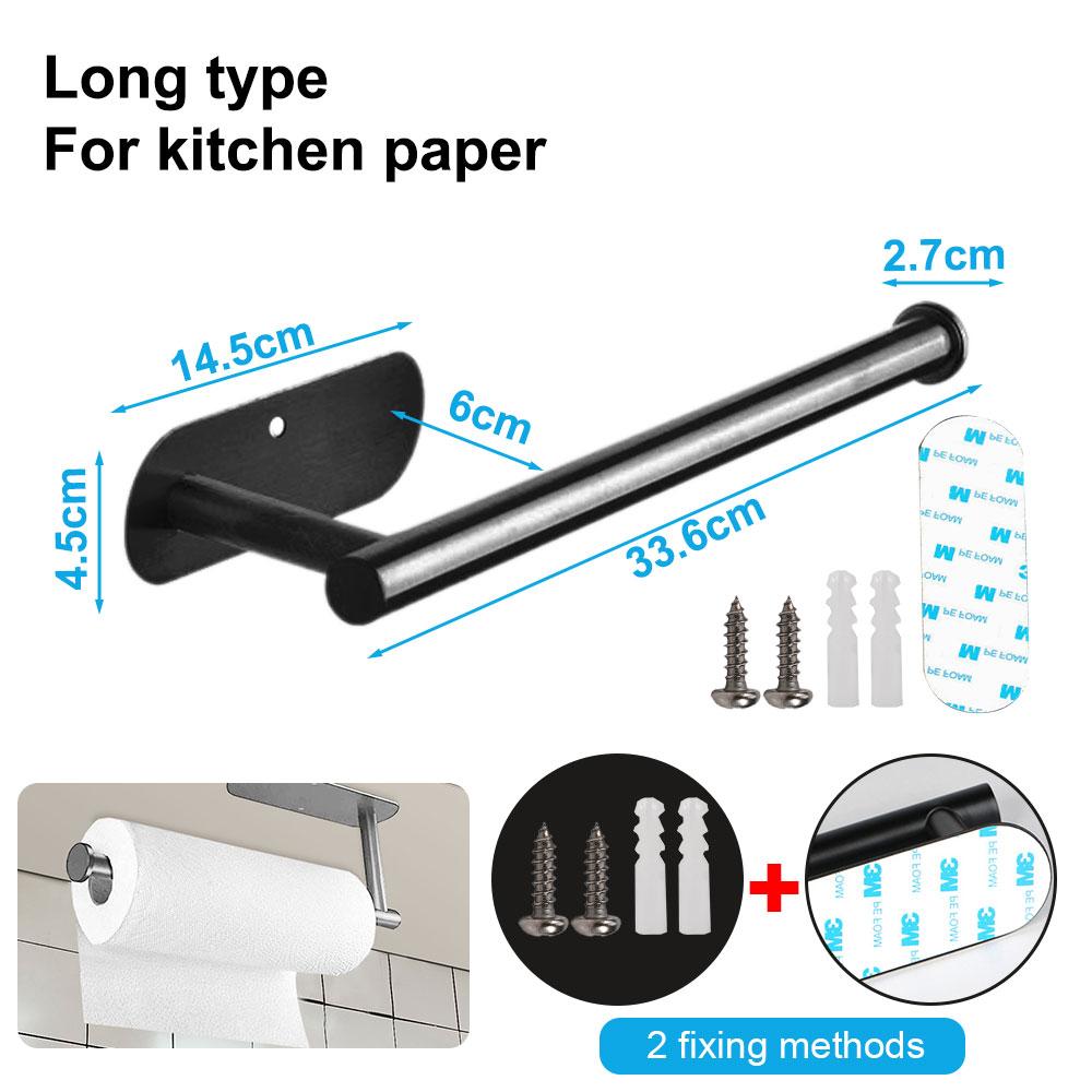 Stainless Steel Toilet Paper Towel Holder Adhesive Kitchen Paper Roll Rack Bathroom No Punch Wall Mount Tissue Dispenser Hanger
