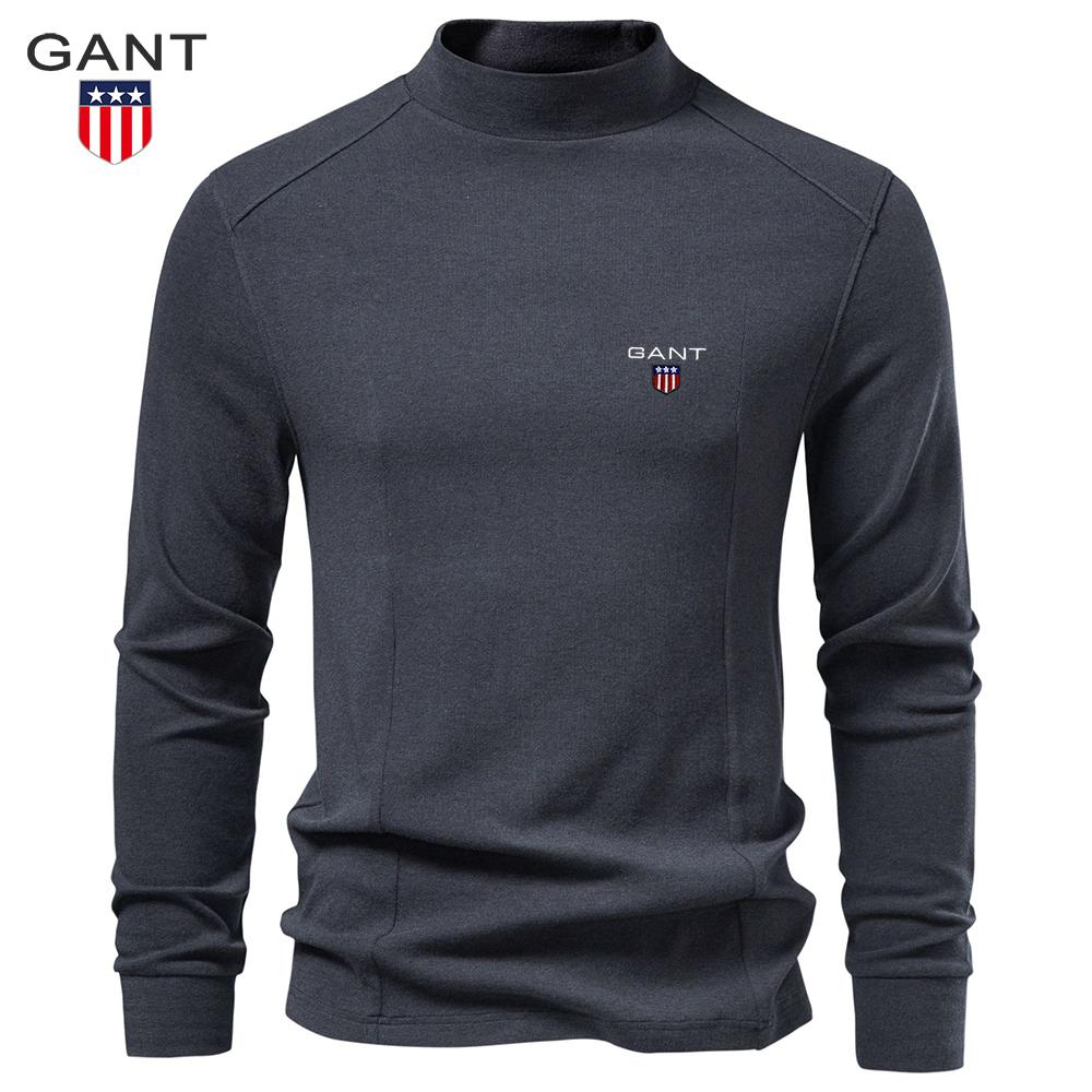 Gant 2026 Autumn and Winter Mid Neck Cashmere Warm and Warm Base T-shirt for Men Wearing Long Sleeved for Men