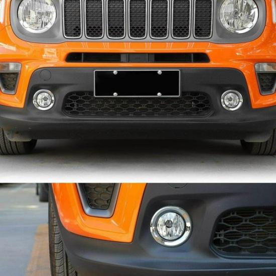 Front Side Bumper Fog Light Lamp Covers Accessories Chrome for Jeep Renegade 19+