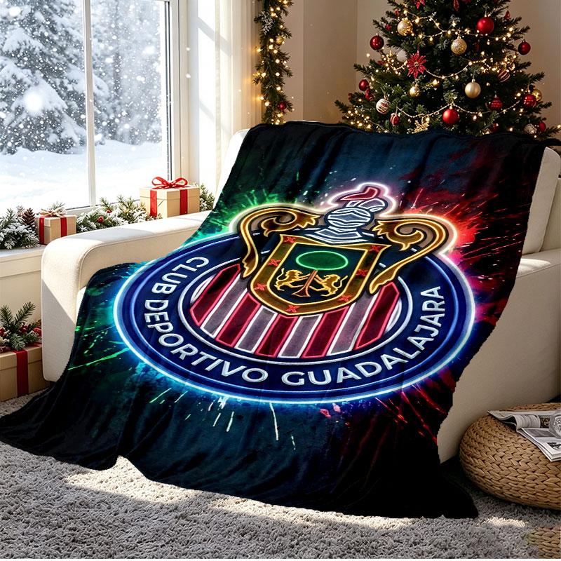 Club Deportivo Guadalajara Pattern Blanket for Home Decoration, Bed, Sofa, Car Travel, Camping, Suitable for All Seasons, Birthday Christmas Gift