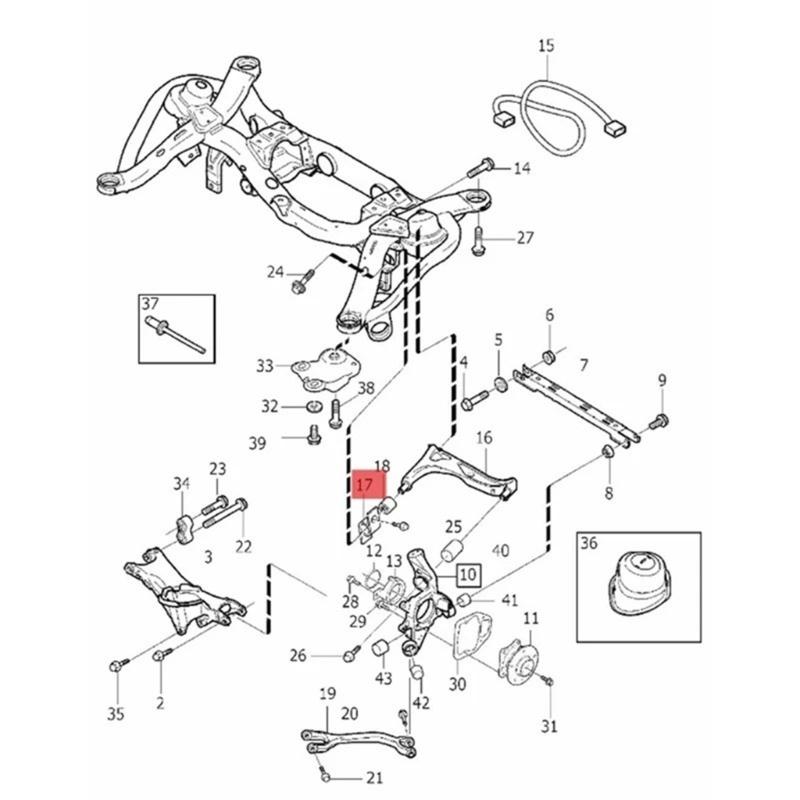 For 2003-2016 31277897 31277898 Rear Horn Bushing Control Arm Rubber Bushes, Reduced Friction Wear Suspension 2pcs