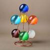Sphere Metal Display Stand 7 Faux Crystal Ball Decorative Glass Fortune Ball Globe Stone Show Holder Organizer Rack Home Office Desktop Decoration