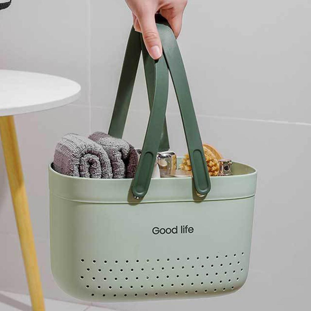 Корзина для ванны с ручкой Полые сливные корзины для хранения Сумка для душа для дома Ванная комната Кладовая Кухня Органайзер для шампуня и закусок Косметический органайзер ASL