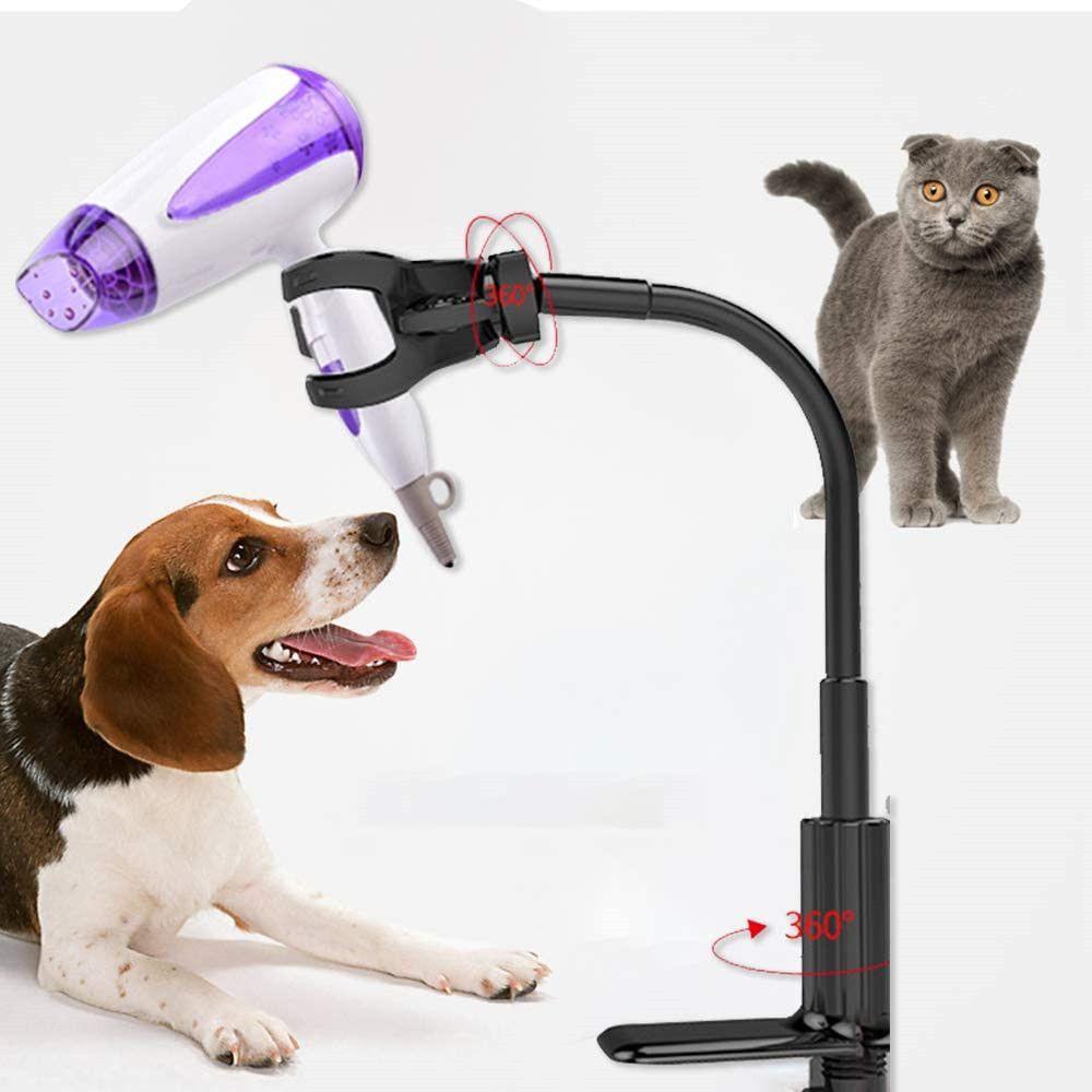 Adjustable Clamp Hair Drye Holder Hands-Free Hair Dryer Bracket Rotatable Pet Grooming Shelf