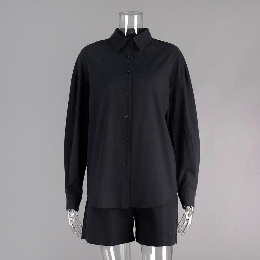 Модная свободная блузка с длинным рукавом и лацканами, комплект из 2 предметов, элегантный однотонный женский костюм со шнуровкой и брюками, новые женские наряды для отдыха на улице