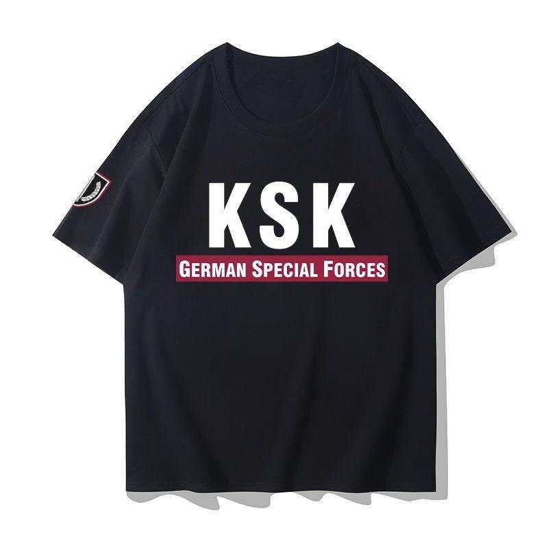 GerUnisexy Ksk GerUnisex Футболка Спецназа Военный Фан Военный Стиль Тактические Повседневные Короткий Рукав Чистый Хлопок Футболка Лето