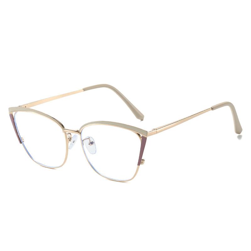 Модная оправа для очков, двухцветные плоские очки, женская металлическая анти-синяя оправа для очков для кошек, можно оснастить очками для близорукости