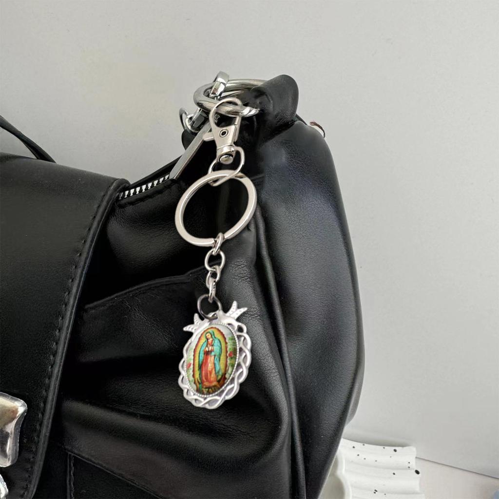 Our Lady of Guadalupe Keychains Key Hanging Ornament Alloy Texture Perfect for Christian Celebrations and Event