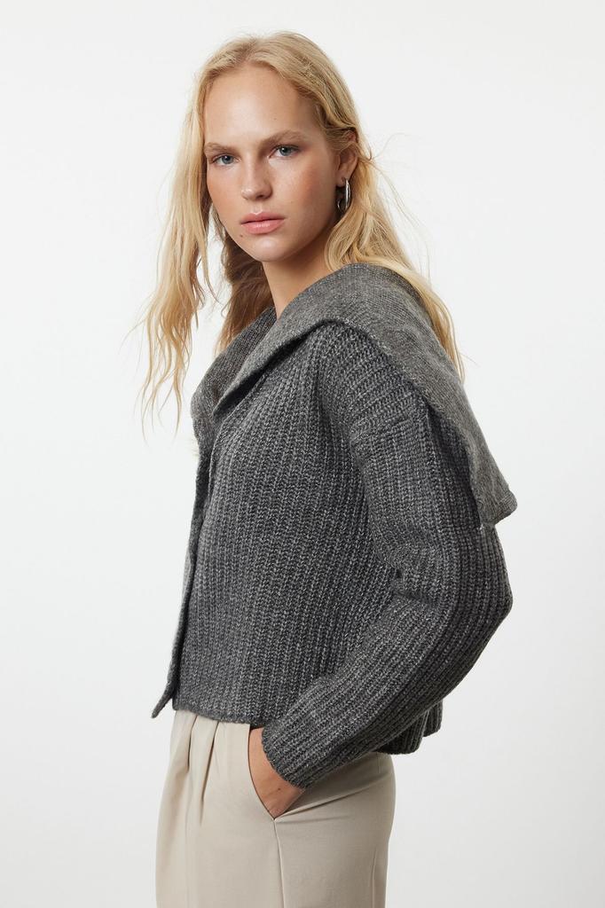 Женский элегантный кардиган, темно-синий, мягкий текстурированный трикотаж с воротником-бассейном, кардиган