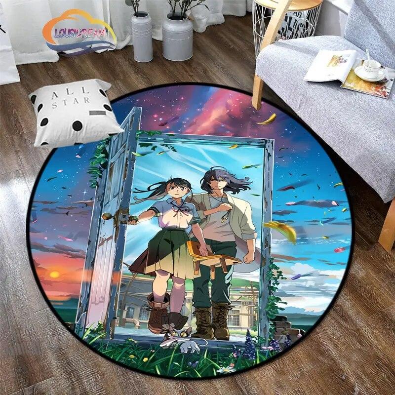 Круглый ковер с рисунком аниме Suzume, декоративный круглый коврик с 3D принтом для детей или девочек, коврик для спальни, гостиной