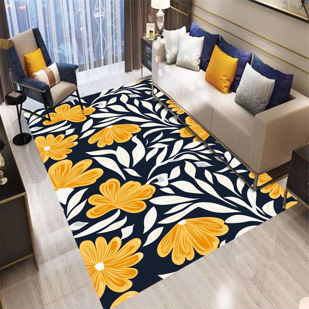 Retro Bohemian Style Color Flowers Carpet Living Room Sofa Bedroom Kitchen Entrance Door Mat Non-Slip Home Decor Rug