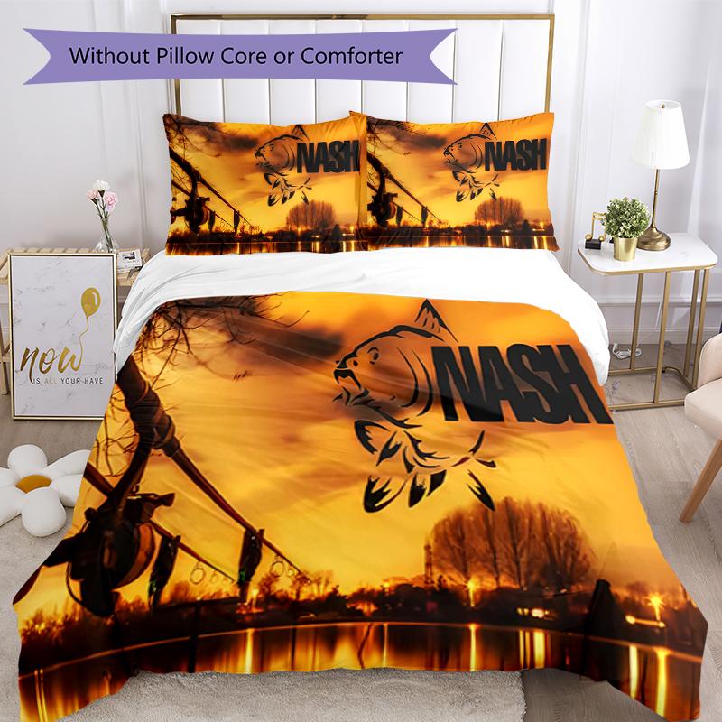 3pcs Nash Tackle pattern bedding set duvet cover set includes duvet cover &pillowcases, perfect all season bedroom decoration & gift