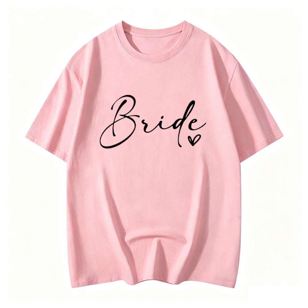Team Bride Heart Evjf Hen Party Unisex Gropu Tshirt Girl Wedding Female Tops Tee Camisetas Mujer Female Pink White Clothes