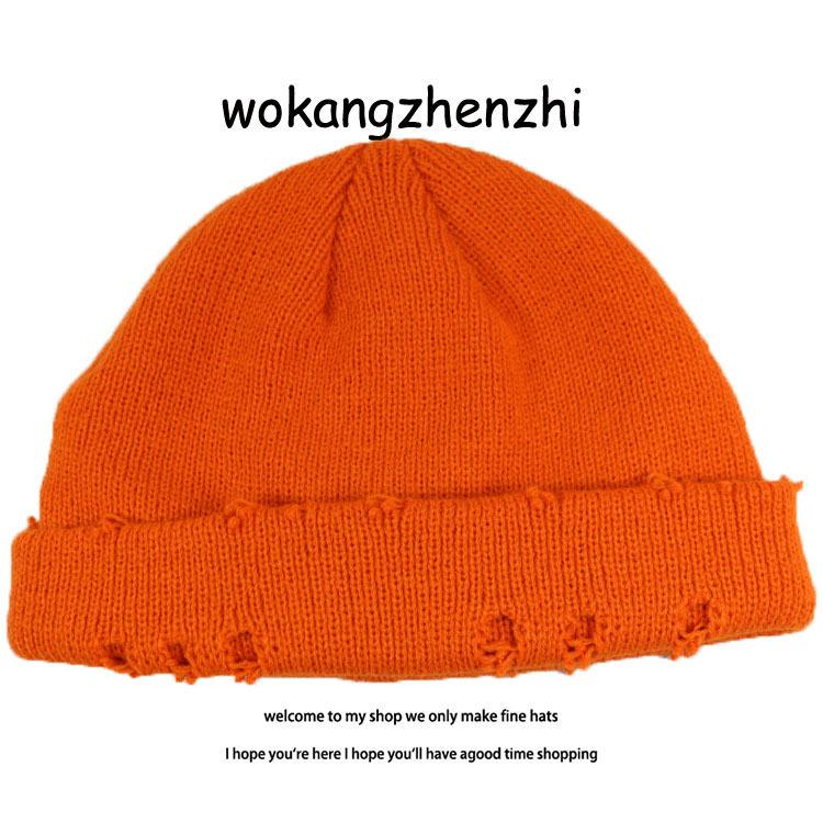 Thickened warm hole knitted wool hat children autumn and winter warm yuppie melon fur hat landlord hat men's bag head cold hat
