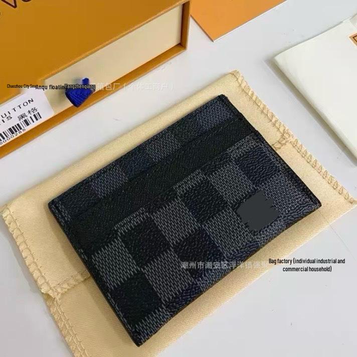 Винтажный клетчатый маленький кошелек для нескольких карт с логотипом