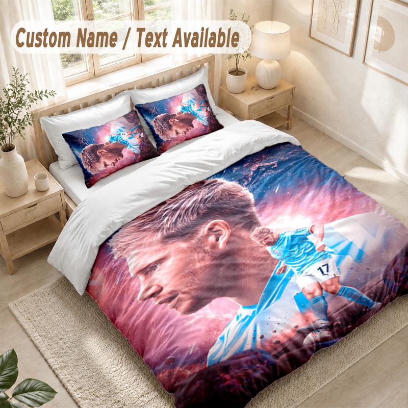 Kevin De Bruyne Bedding Set, 1 Duvet Cover & 2 Pillowcases Soft Comfortable Bedroom Home Textile Decor