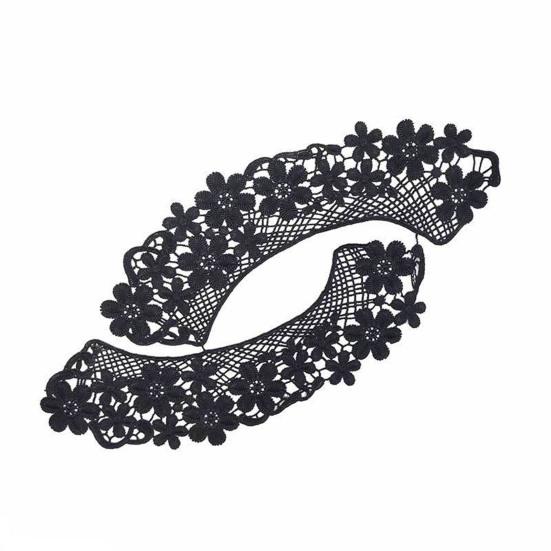 Yousheng 1 Pair Embroidered Collar Women Lace Neckline Hollow Lace Fabric Trim Applique for DIY Sewing Halloween Cosplay