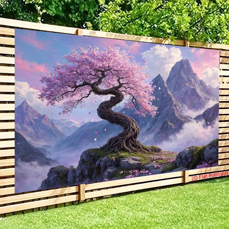 Cherry Blossom Tree 2D Backdrop for Wall Decor & Home Decoration