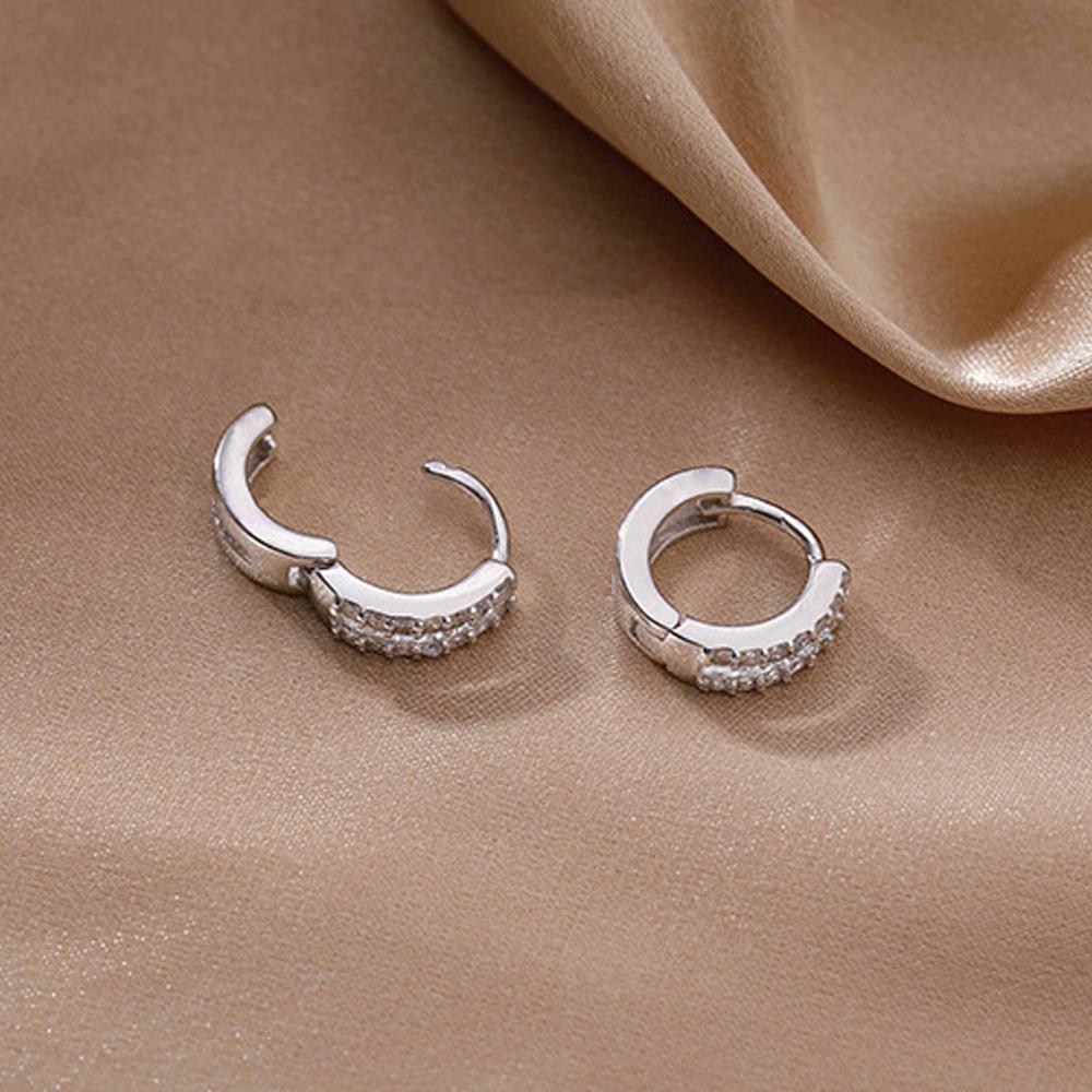 Trendy Geometric Rhinestone Women Girls Square Hoop Earrings Round Circle Crystal Earrings