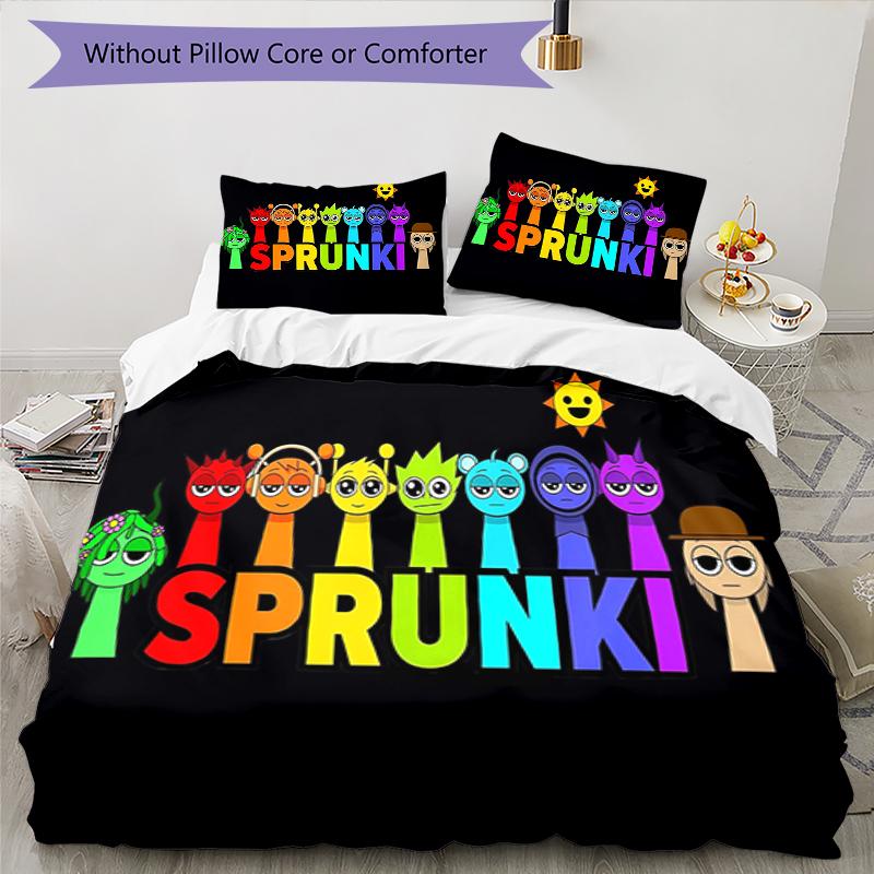 3pcs SPRUNKI3 Design Cover Set - HD Printed Bedding with 1 Cover and 2 Pillowcases - Perfect for Home and Dorm Decor