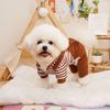 Yousheng Cat Dog Clothing Fake Two-Piece Design Four Legged with Traction Ring Striped Thickened Autumn Winter Dog Clothes