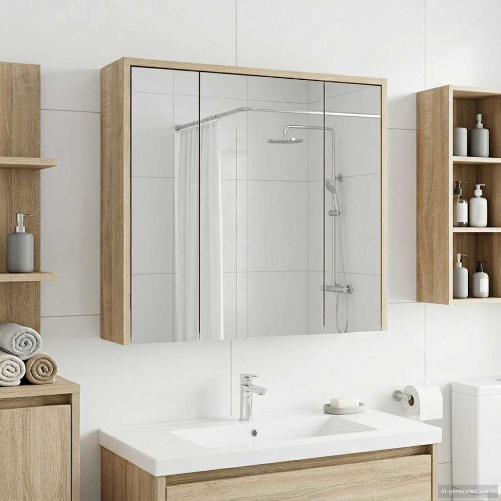 Bathroom Mirror Cabinet Sonoma Oak 63.5 x 16 x 62.5 cm