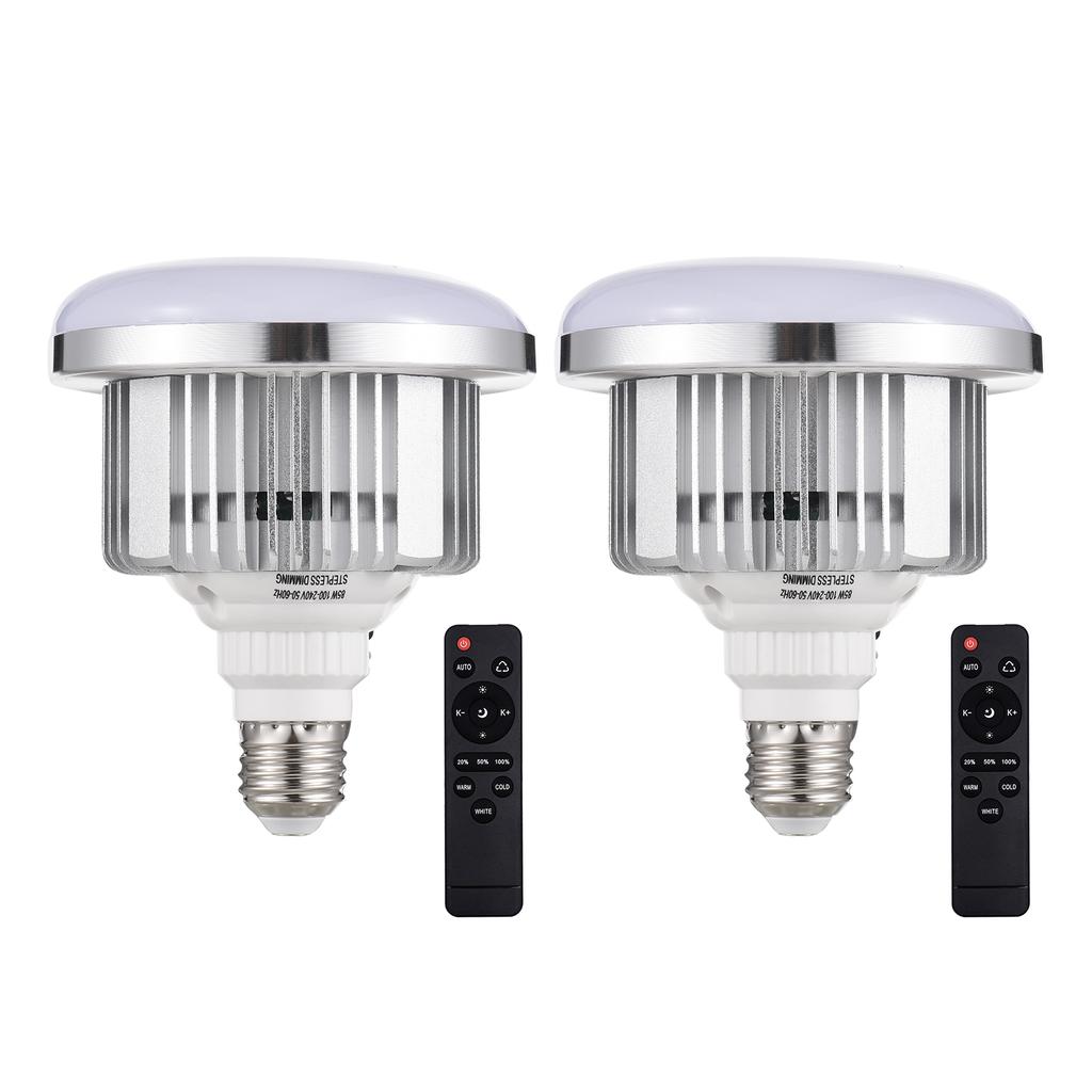 2pcs 85W LED Light Bulb 3200K-5500K Photography Lamp Bulb Energy-saving Adjustable Brightness E27
