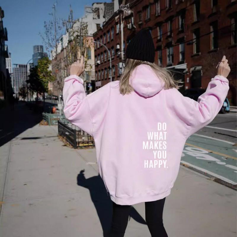 Womens Hooded Sweatshirt Streetwear Loose Fit Long Sleeve Printed Pullover Casual Top