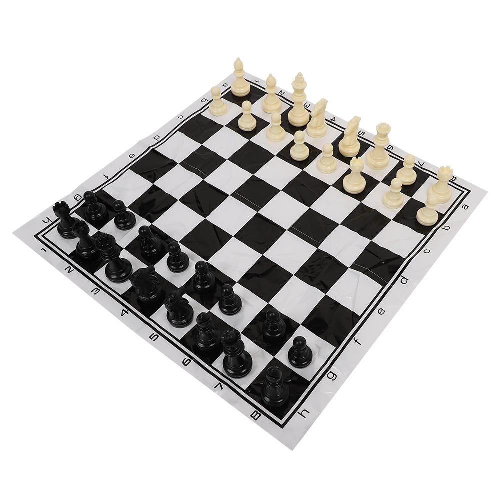 Portable Plastic International Chess Medieval Entertainment Board Game Set Black & White