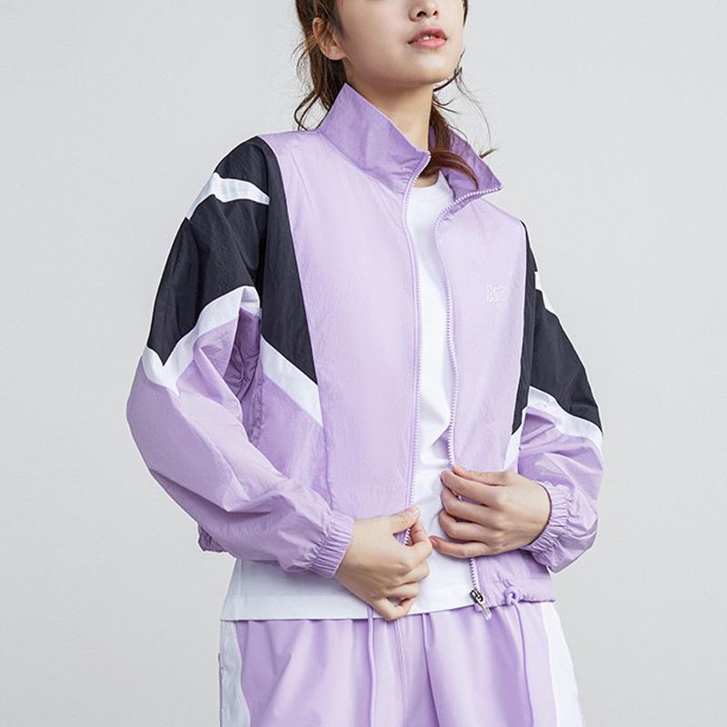 Anta Life Series Full Zip Stand Collar Short Sports Woven Jacket Women Jacket Light-Mulberry 162228605-1