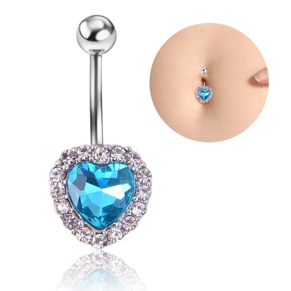 Love Zircon Navel Ring Rhinestone Body Piercing Jewelry Party Decoration