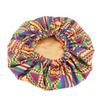 Custom Logo African Print Satin Bonnet Adjustable Double Layer Hair Bonnet Curly Hair Reversible Silky Sleep Cap Night Wrap