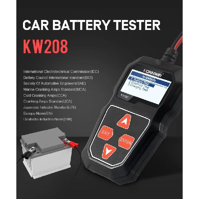 KONNWEI KW208 Car Battery Tester 12V 100 to 2000CCA Cranking Charging Circut Tester Battery Analyzer 12 Volts Battery Tools 2026