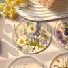 1/4PC 2D Round Colorful Printed Coasters Transparent Artistic Floral Coasters Wedding Birthday Table Decor Mother's Day Gifts