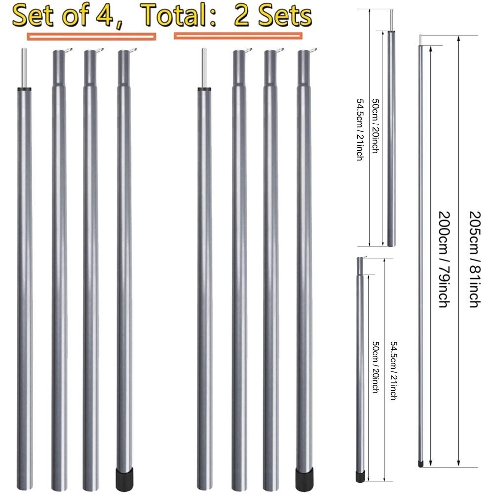 Набор из 2 стоек для тента, универсальные телескопические регулируемые алюминиевые стойки для кемпингового тента, аксессуары для палатки с навесом