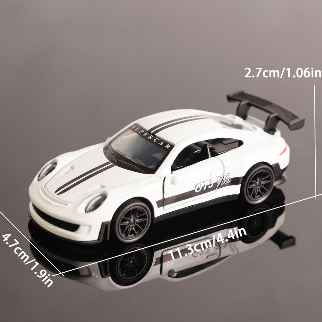 1:32 Белый Gt3 Rs Легкосплавная Модель Гоночного Автомобиля Литая Спортивная Машина С Открывающимися Дверями Инерционная Коллекционная Игрушка Для Детей  Фанатов Машин