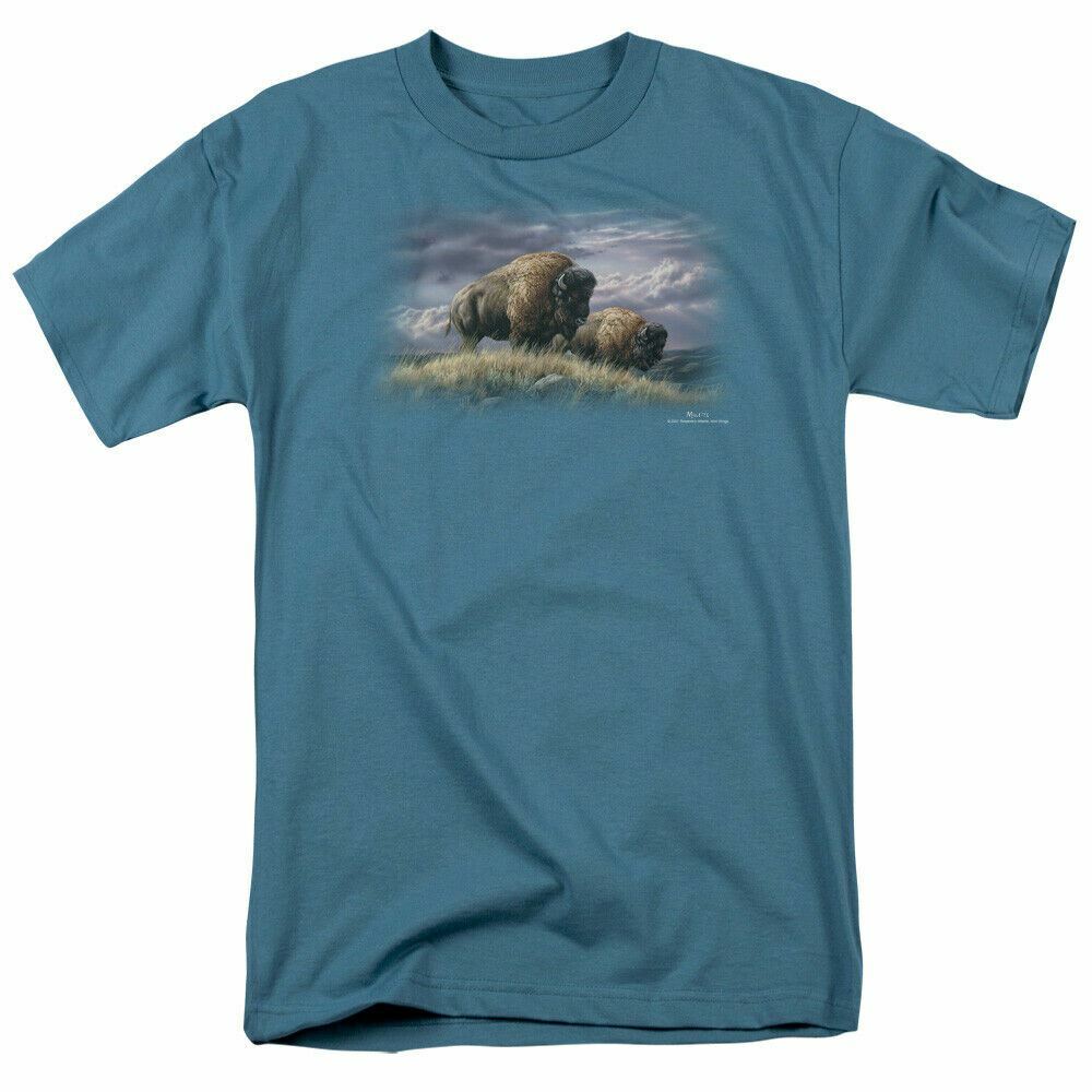 Wild Wings Nomads of the Plains T Shirt Mens Licensed Wildlife Tee Slate